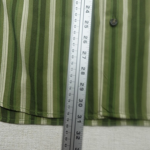 Tommy Bahama Shirt XL Multi Stripe Green Long Sleeve Silk Casual Bottom Front - Picture 9 of 10